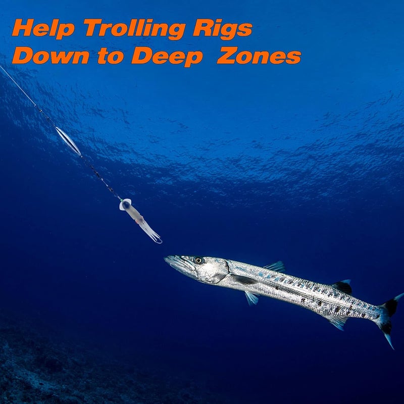 Dr.Fish 5 Pack Inline Trolling Sinker Torpedo Fishing Weight Lead Fishing Weight Sinker Double Ring Saltwater Offshore Boat Fishing - Image 5